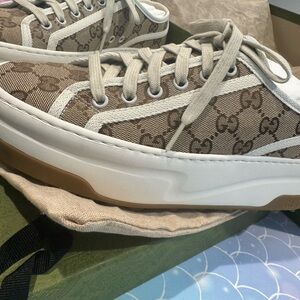 Gucci Beige and White Sneakers